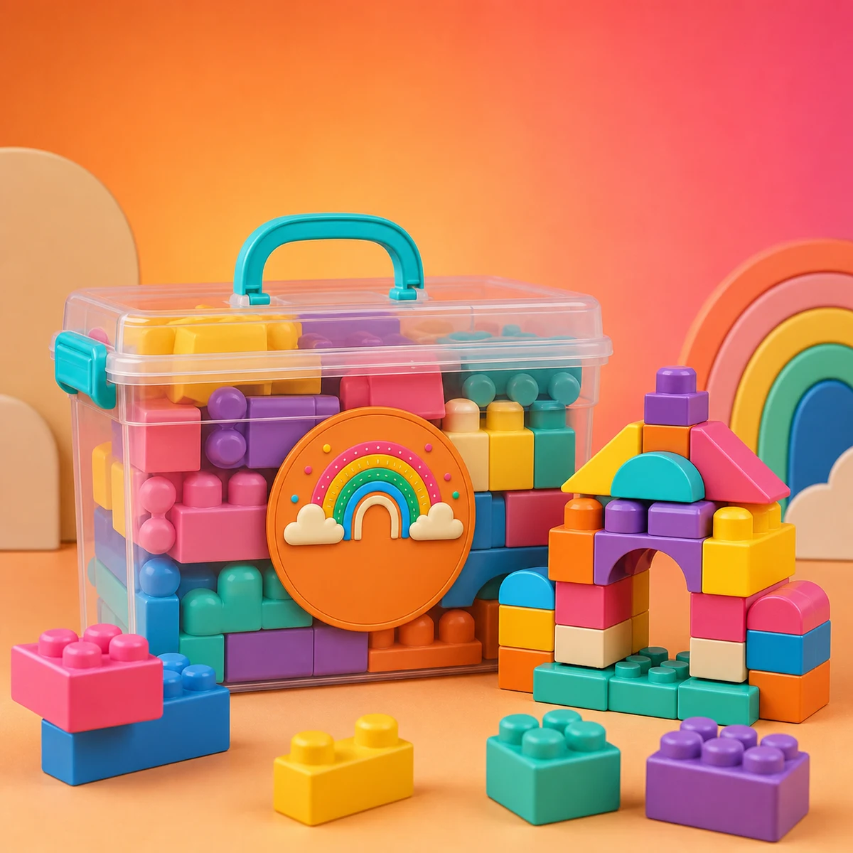 Blocos de Montagem Coloridos — 48 Peças